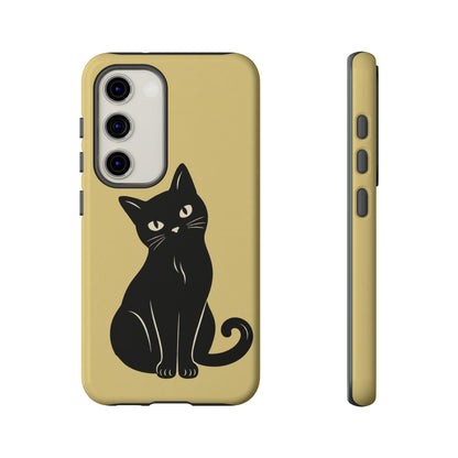 Minimalist Butter Yellow & Black Cat Phone Case