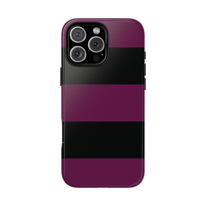 iPhone 16 Pro Max / Glossy Phone Case - Purple & Black Horizontal Stripe Pattern Phone Case