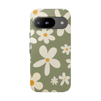 Chic Green Daisy Pattern Phone Case - Green Phone Case - Google Pixel 9 / Glossy