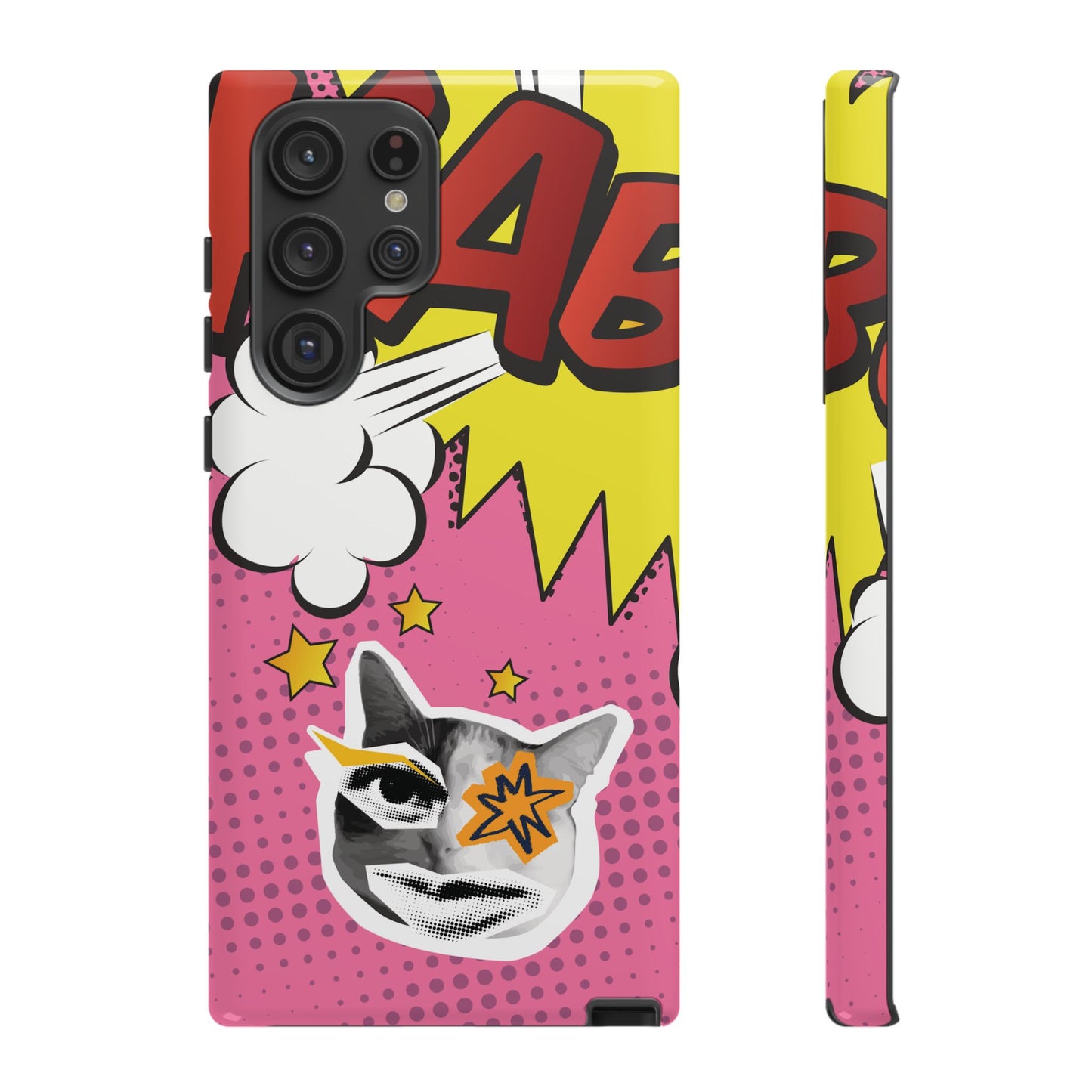 Bold Pink Pop Art Cat Phone Case - Pink Phone Case - Samsung Galaxy S22 Ultra / Glossy