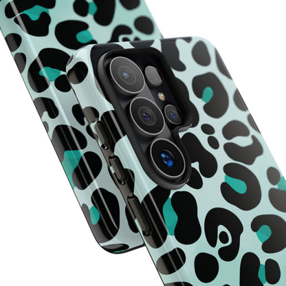 Cool Aqua Leopard Print Phone Case