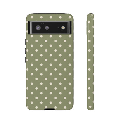 Google Pixel 6 / Glossy Phone Case - ’Green & White Dot Pattern’ Phone Case