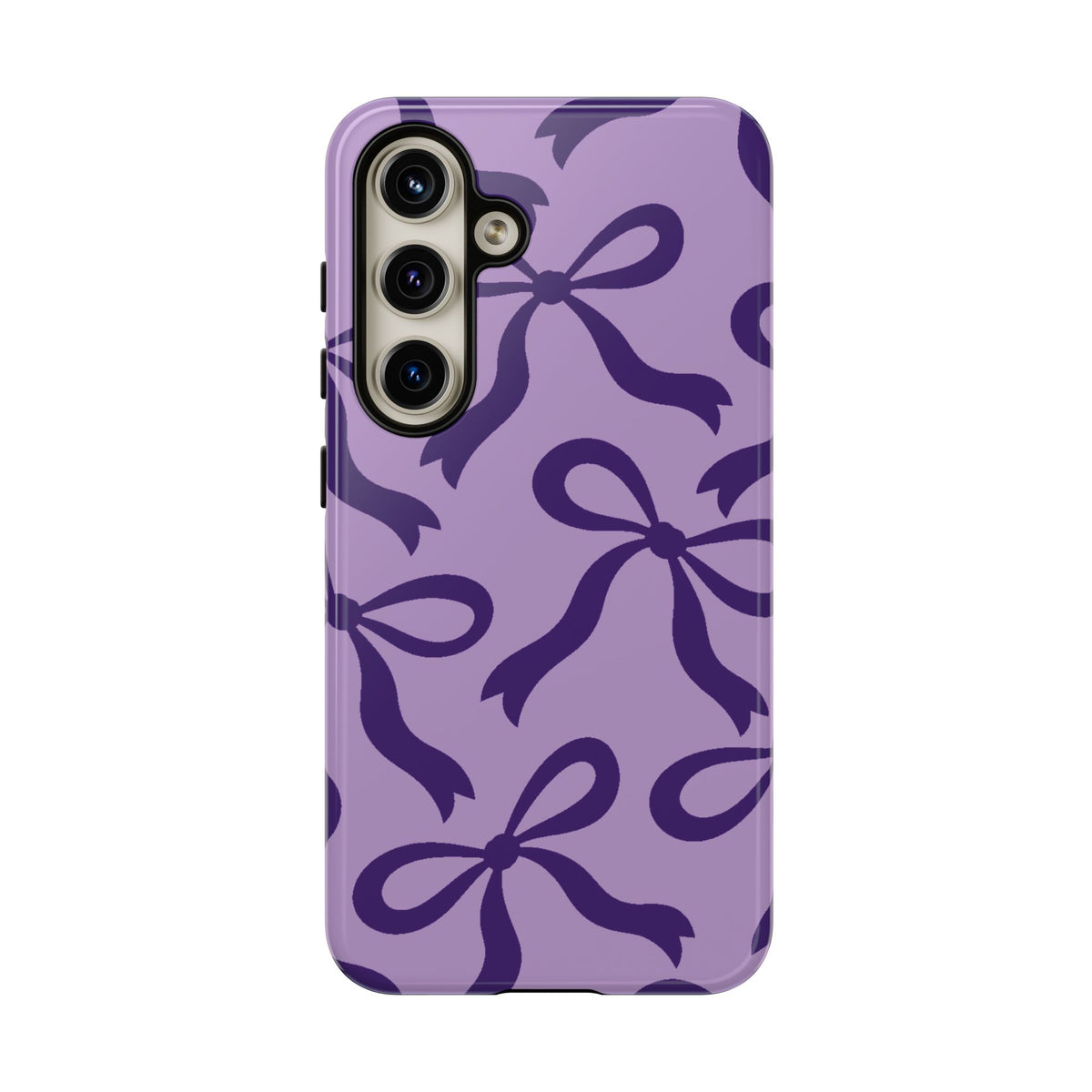 Bold Lilac and Deep Purple Bow Pattern Phone Case - Purple Phone Case - Samsung Galaxy S24 / Glossy
