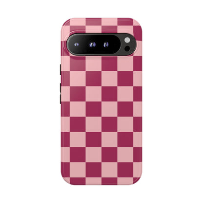 Pink Checked Pattern Phone Case - Pink Phone Case - Google Pixel 9 Pro XL / Glossy