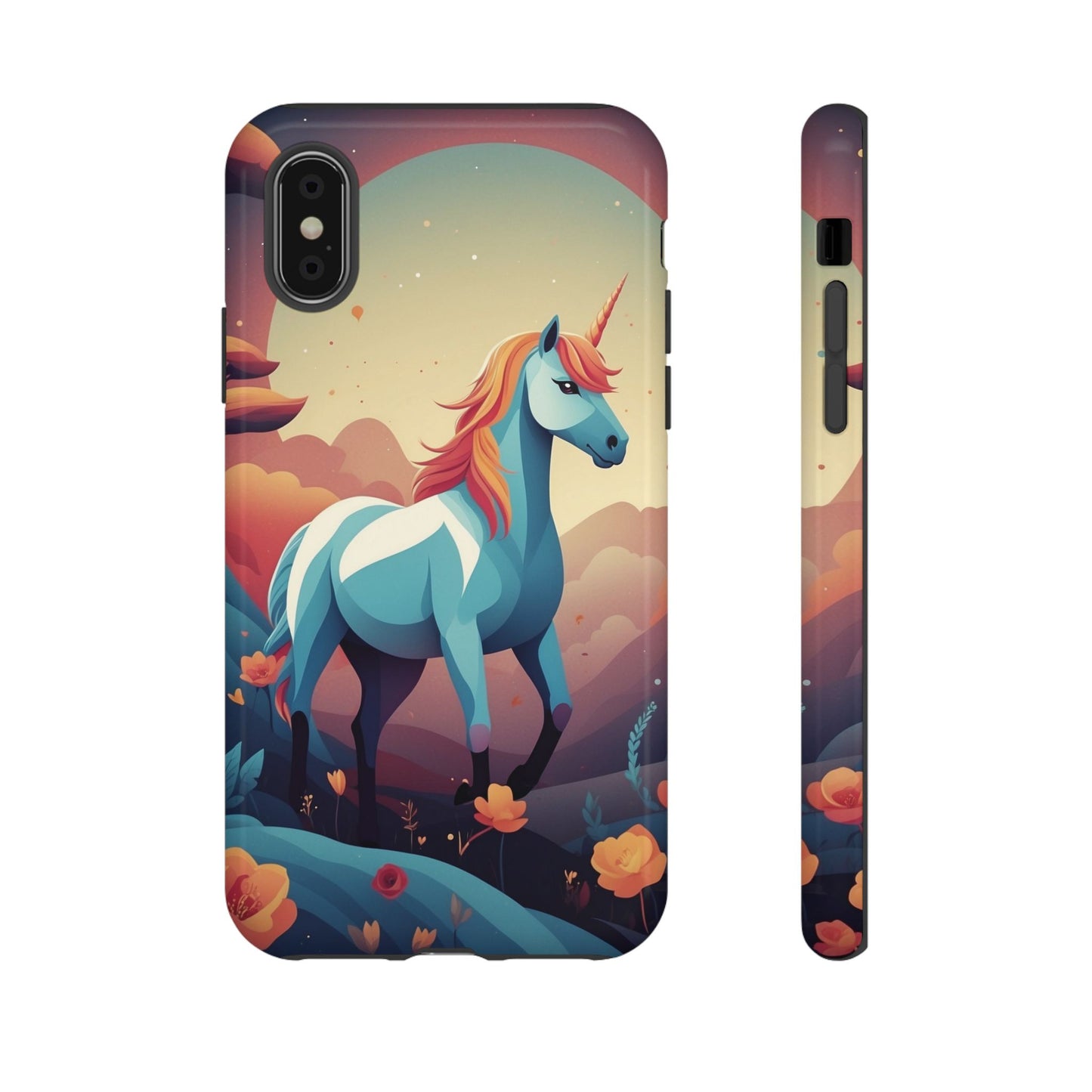 iPhone XS / Glossy Phone Case - Stylised Unicorn Design Phone Case