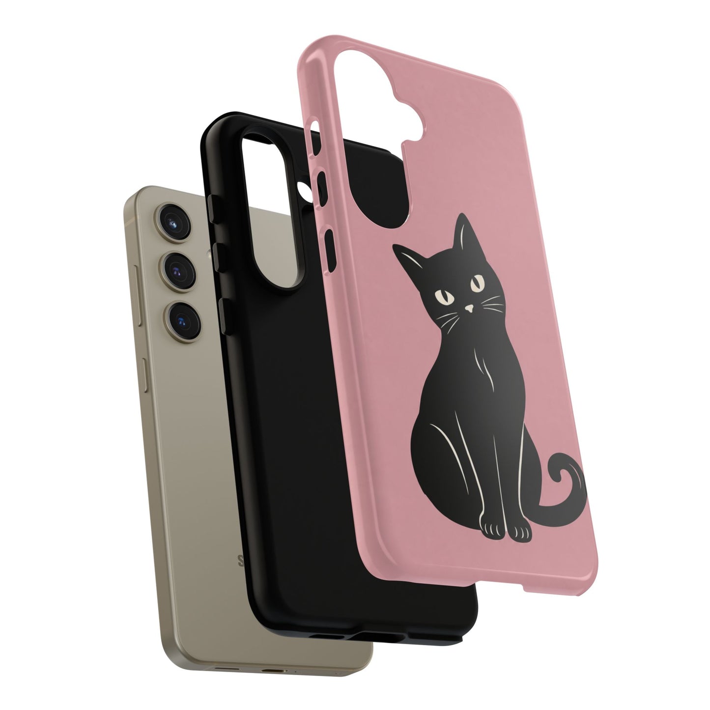 Minimalist Blush Pink & Black Cat Phone Case