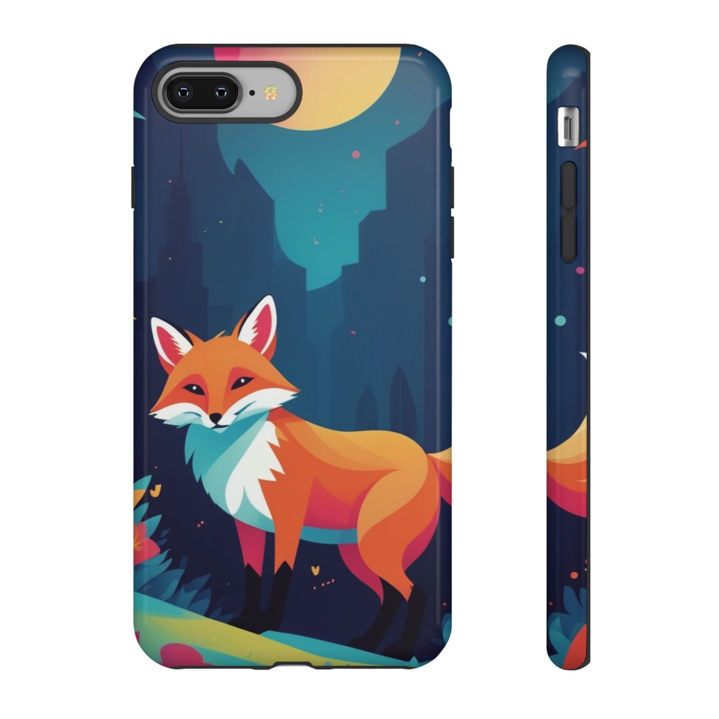 iPhone 8 Plus / Glossy Phone Case - Stylised Fox Design Phone Case
