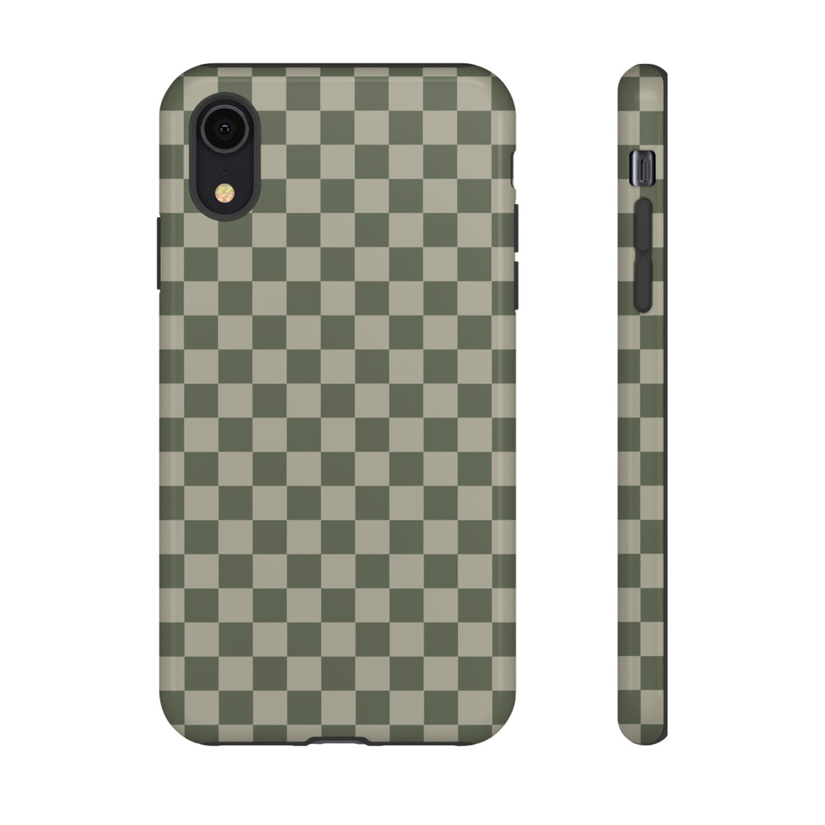 Bold Olive Green Checked Pattern Phone Case - Green Phone Case - iPhone XR / Glossy