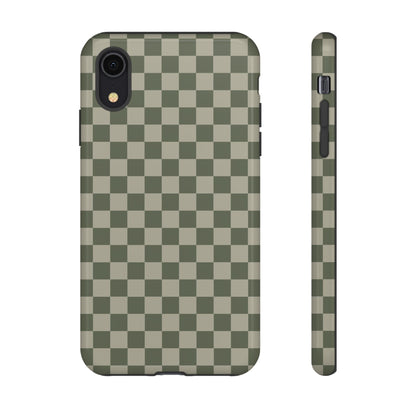 Bold Olive Green Checked Pattern Phone Case - Green Phone Case - iPhone XR / Glossy