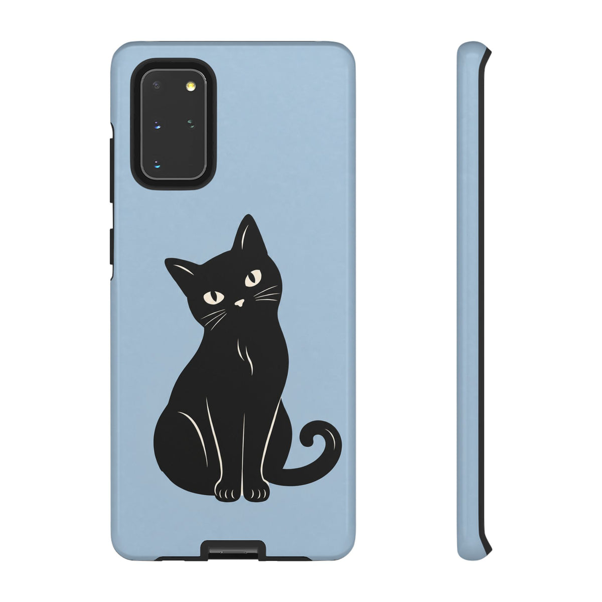Minimalist Powder Blue & Black Cat Phone Case