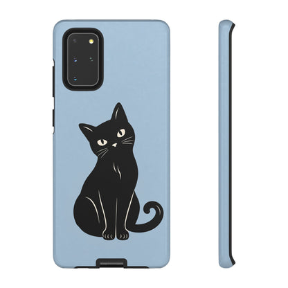 Minimalist Powder Blue & Black Cat Phone Case