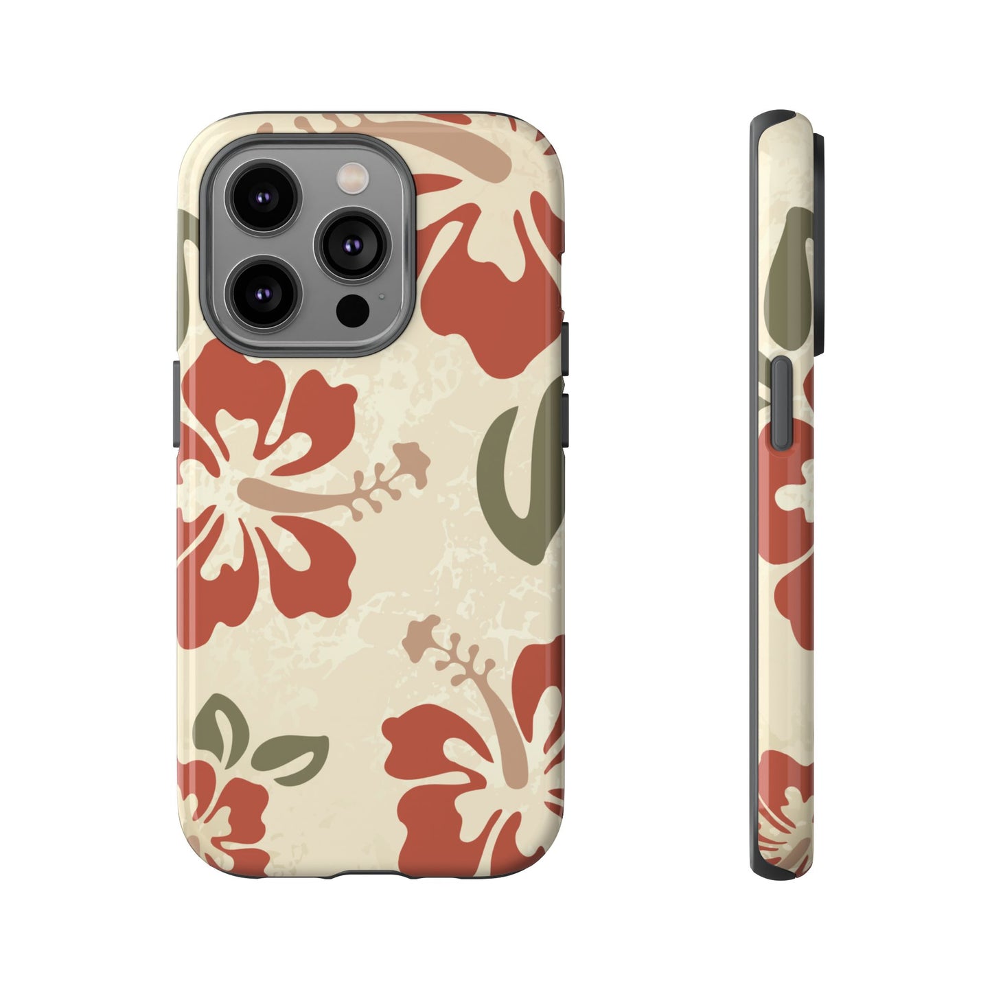 iPhone 14 Pro / Glossy Phone Case - ’Boho Chic Hibiscus Pattern #1’ Phone Case