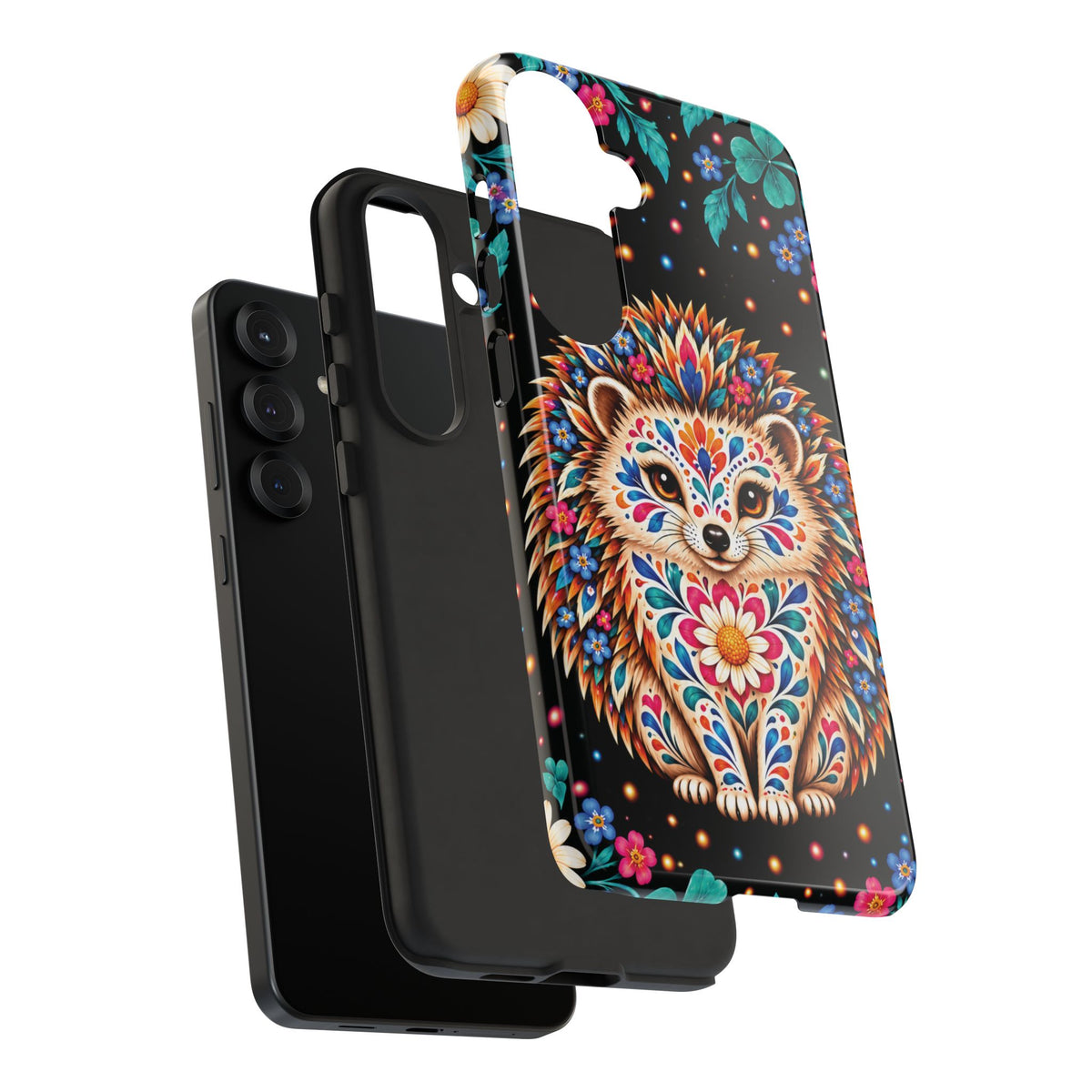 Vibrant Orange and Turquoise Calavera Hedgehog Phone Case - Multicolor Phone Case