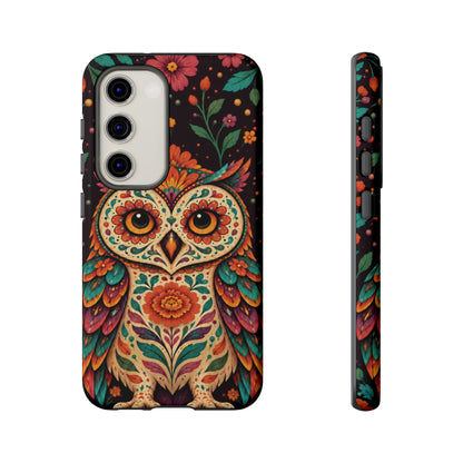 Vibrant Terracotta and Teal Calavera Owl Phone Case - Multicolor Phone Case - Samsung Galaxy S23 / Glossy