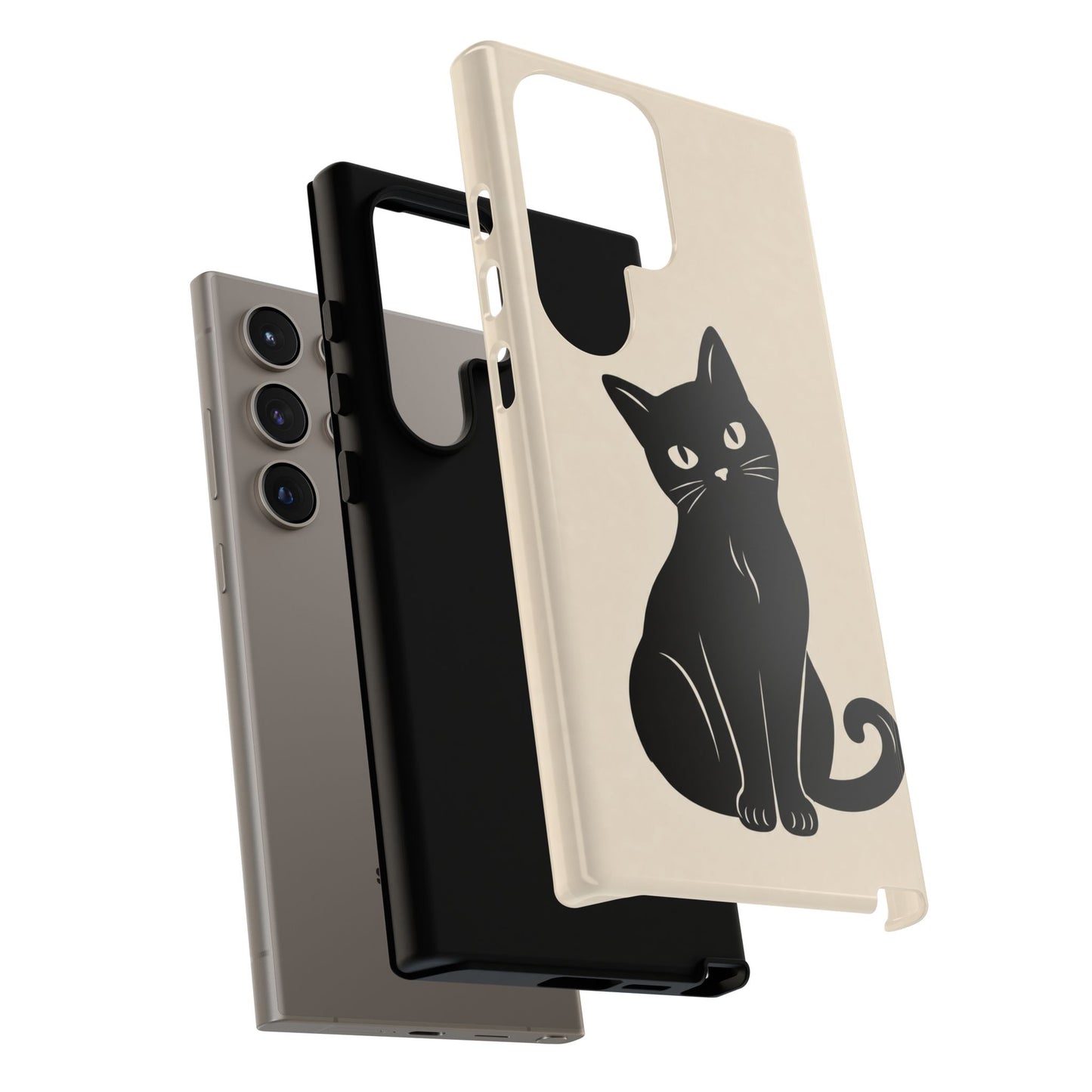 Minimalist Cream & Black Cat Phone Case
