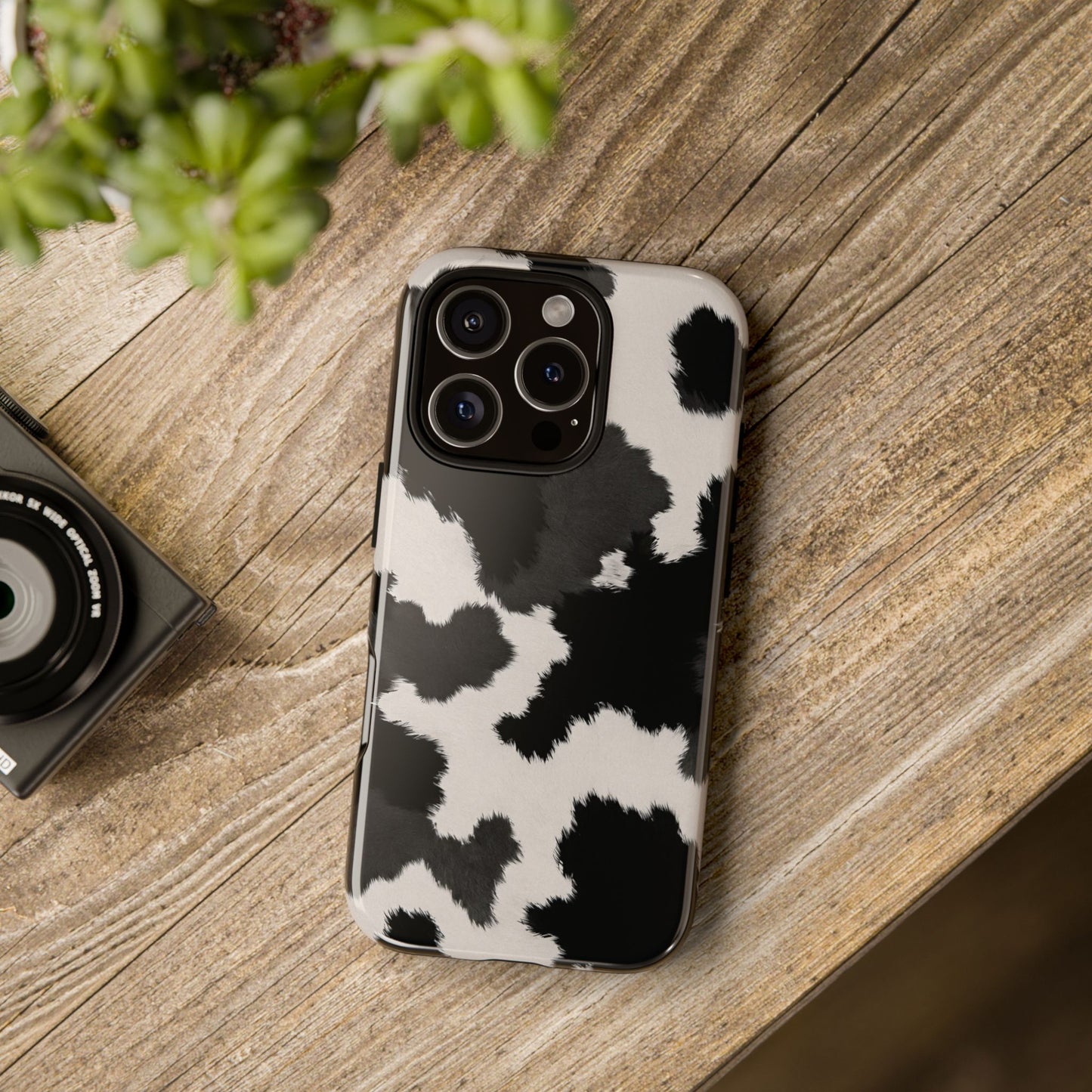 Modern Monochrome Cow Print Phone Case