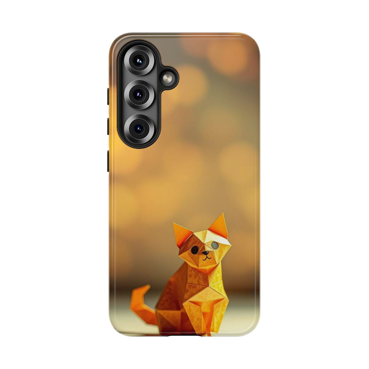 Samsung Galaxy S25 / Glossy Phone Case - Origami Cat Design Phone Case