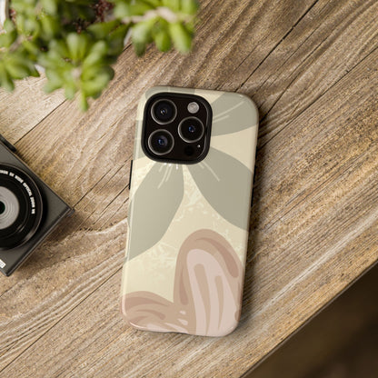 Hibiscus Heart Pattern Phone Case - Beige Phone Case