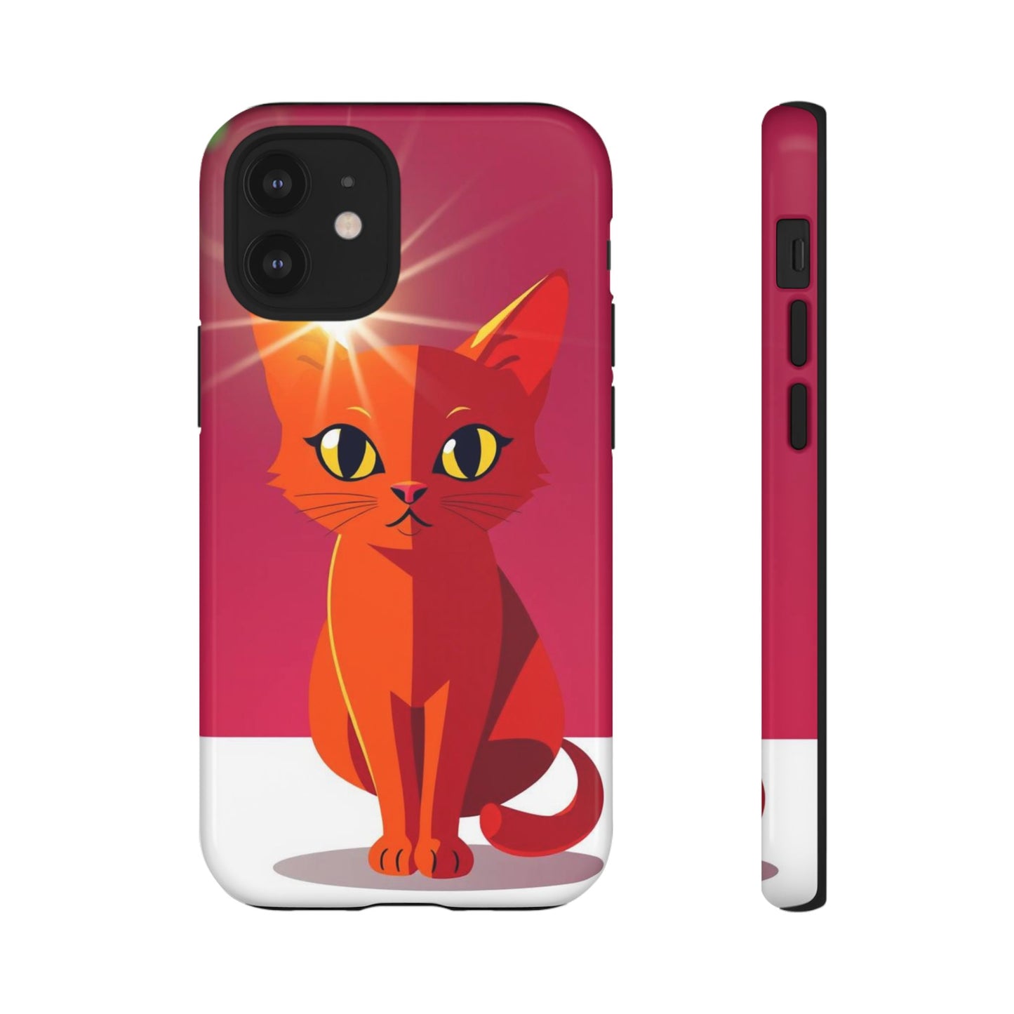 iPhone 12 Mini / Glossy Phone Case - Flashing Cat Design Phone Case