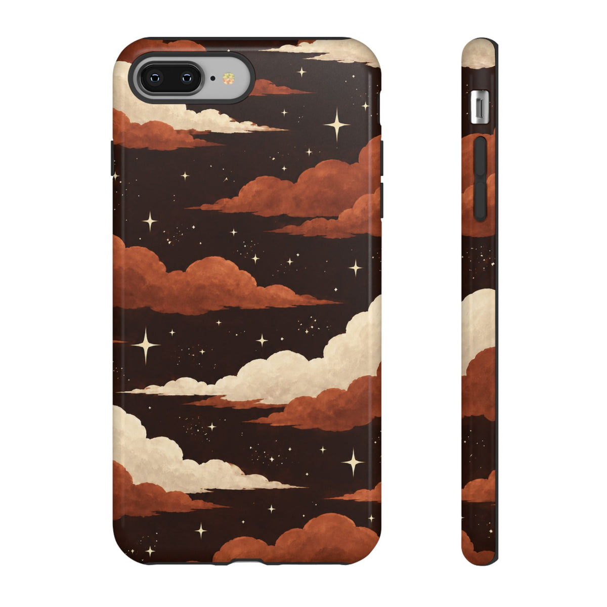 Illustrated Burnt Orange Clouds & Stars Phone Case