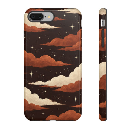 Illustrated Burnt Orange Clouds & Stars Phone Case