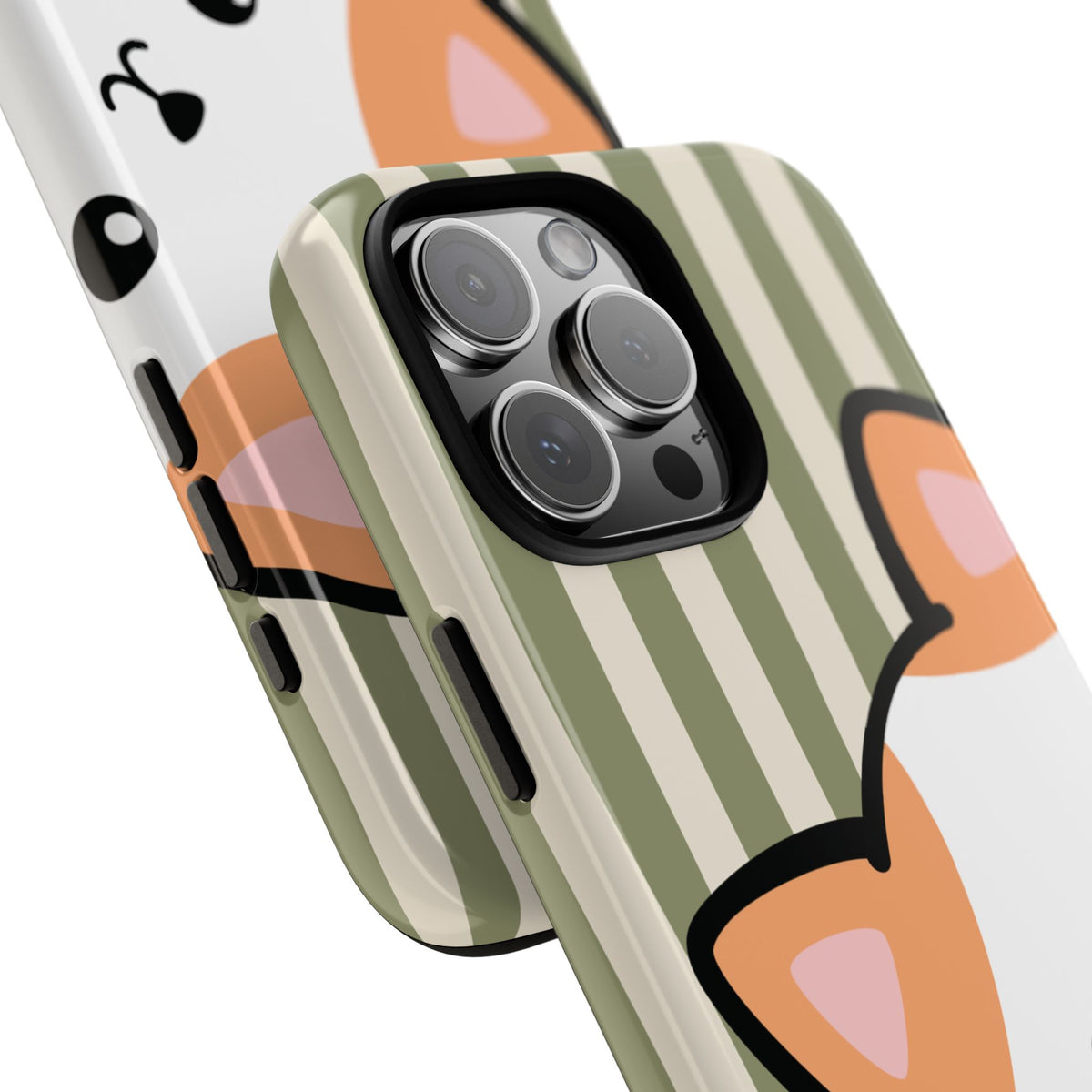 Playful Peakaboo Cat with Green Stripe Pattern Phone Case - Green Phone Case