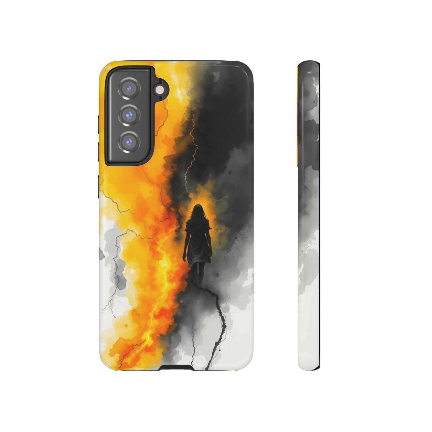 Samsung Galaxy S21 FE / Glossy Phone Case - Watercolour Gothic Silhouette of a Woman Phone Case