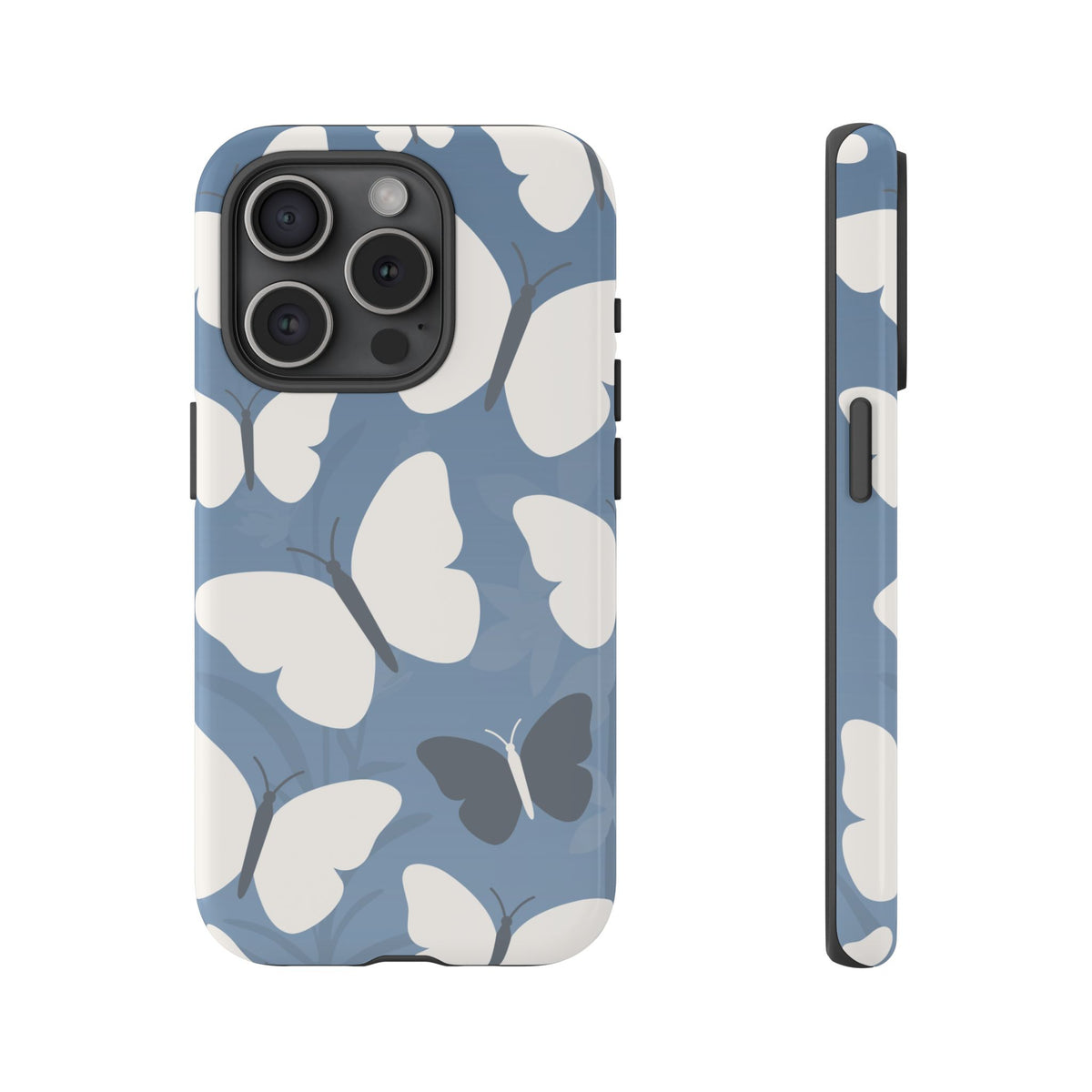 Minimalist Light Blue Butterfly Pattern Phone Case - Blue Phone Case - iPhone 15 Pro / Glossy