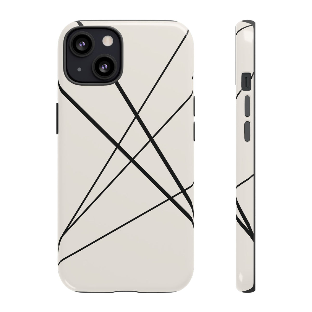 Abstract White with Black Lines Phone Case - White Phone Case - iPhone 13 / Glossy
