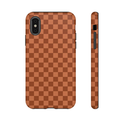 Bold Brown Small Checked Pattern Phone Case - Brown Phone Case - iPhone XS / Glossy