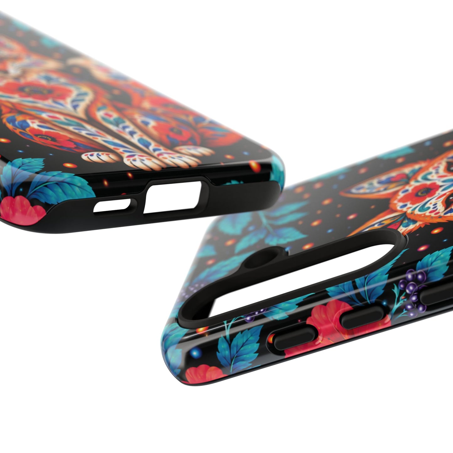 Vibrant Orange and Turquoise Calavera Fox Phone Case - Multicolor Phone Case