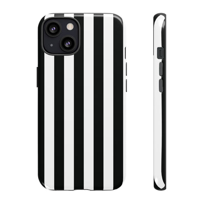 iPhone 13 / Glossy Phone Case - Simple Black & White Stripe Pattern Phone Case