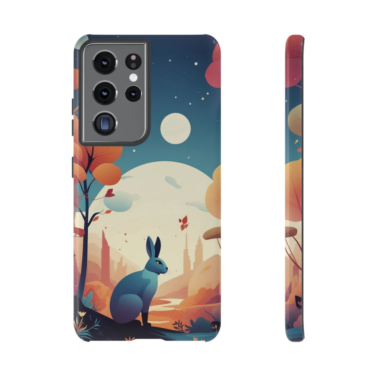 Stylised Blue Hare Design Phone Case - Multicolor Phone Case - Samsung Galaxy S21 Ultra / Glossy