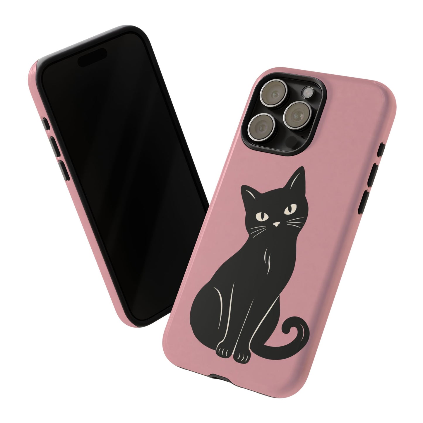 Minimalist Blush Pink & Black Cat Phone Case
