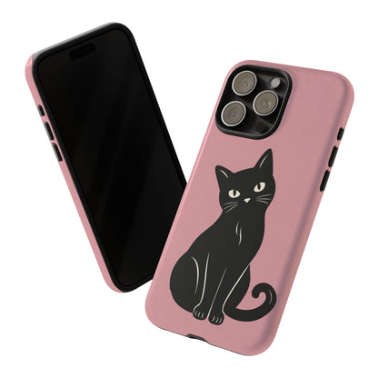 Minimalist Blush Pink & Black Cat Phone Case