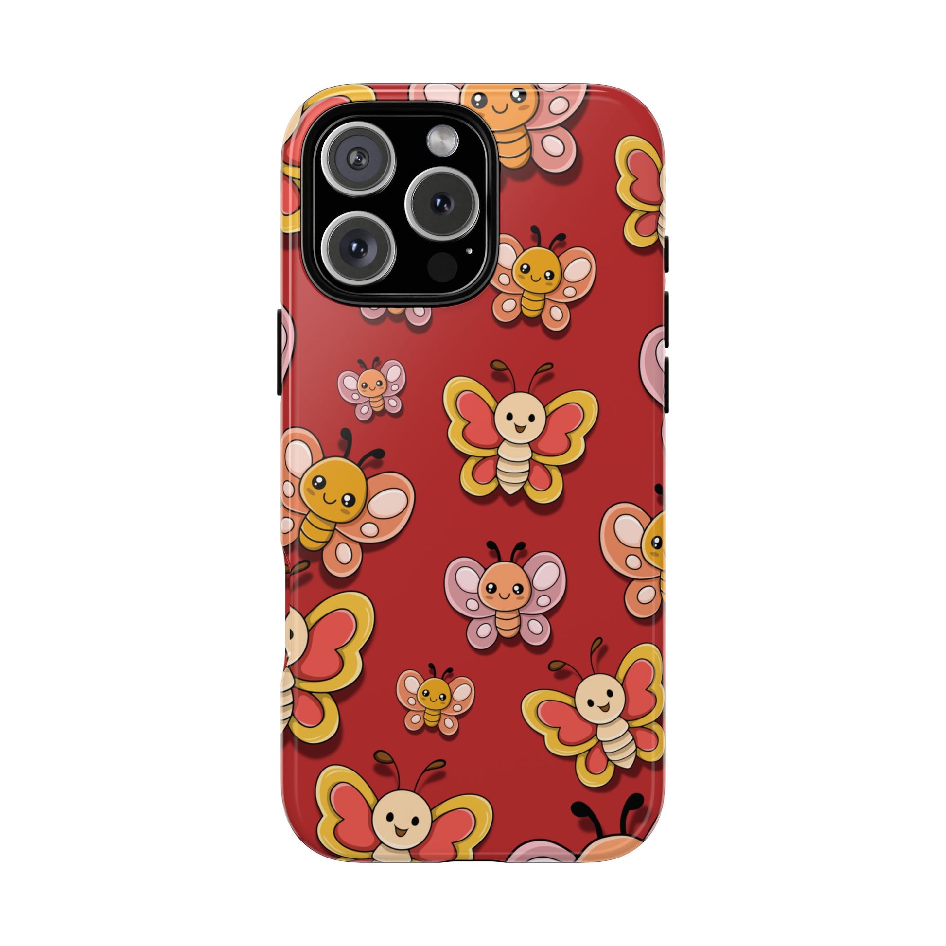 Red Butterfly Sticker Design Phone Case - Red Phone Case - iPhone 16 Pro Max / Glossy
