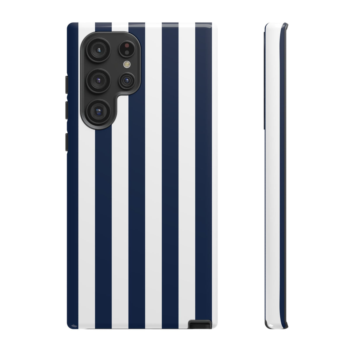 Simple Dark Blue & White Stripe Pattern Phone Case - White Phone Case - Samsung Galaxy S22 Ultra / Glossy