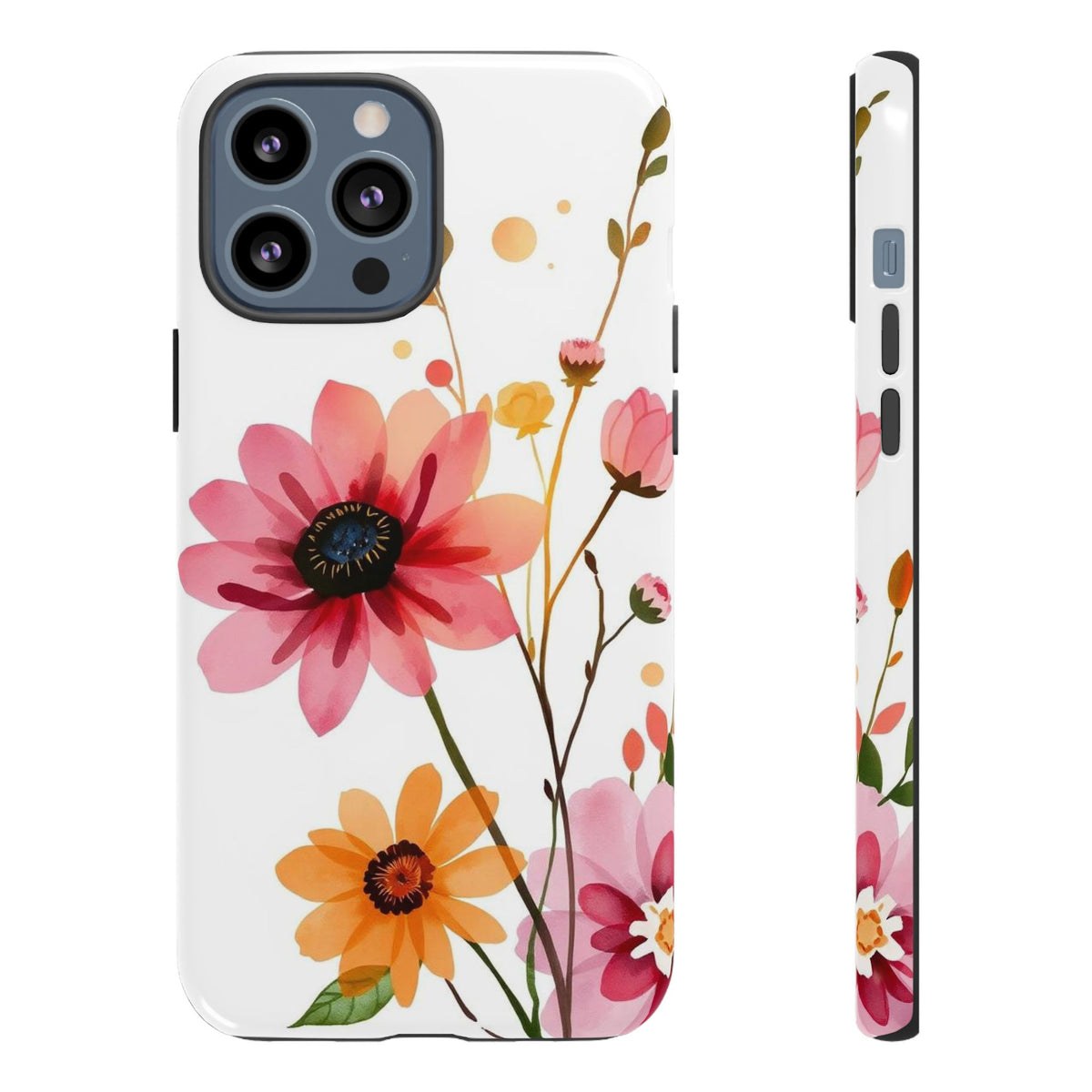 Watercolour Style Simple Wildflower Design Phone Case - Multicolor Phone Case - iPhone 13 Pro Max / Glossy