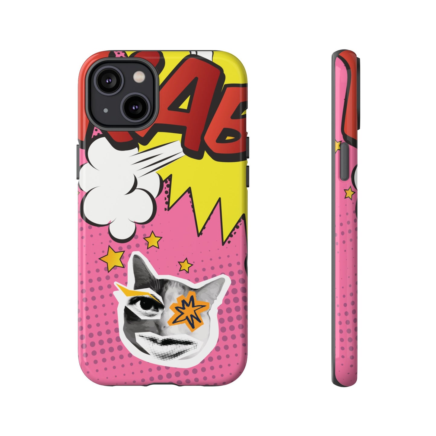 Bold Pink Pop Art Cat Phone Case - Pink Phone Case - iPhone 14 Plus / Glossy