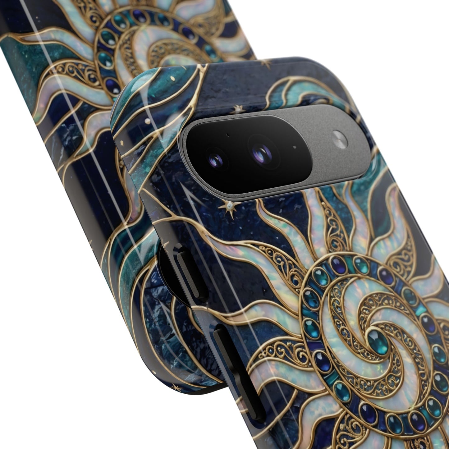Elegant Teal & Gold Cosmic Sunburst Phone Case
