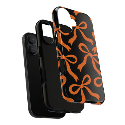 Bold Black and Burnt Orange Bow Pattern Phone Case - Black Phone Case