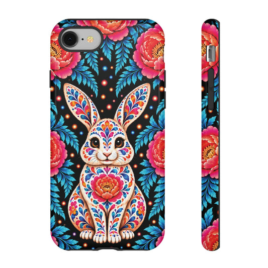 Cute Pink and Turquoise Calavera Bunny Phone Case - Multicolor Phone Case - iPhone 8 / Glossy