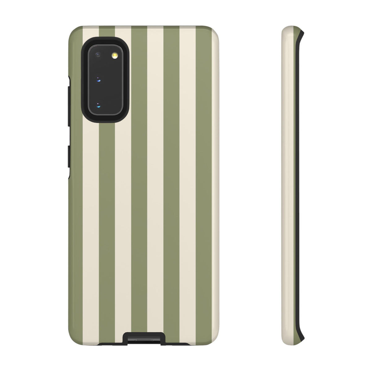 Olive & Beige Stripe Pattern Phone Case - Green Phone Case - Samsung Galaxy S20 / Glossy