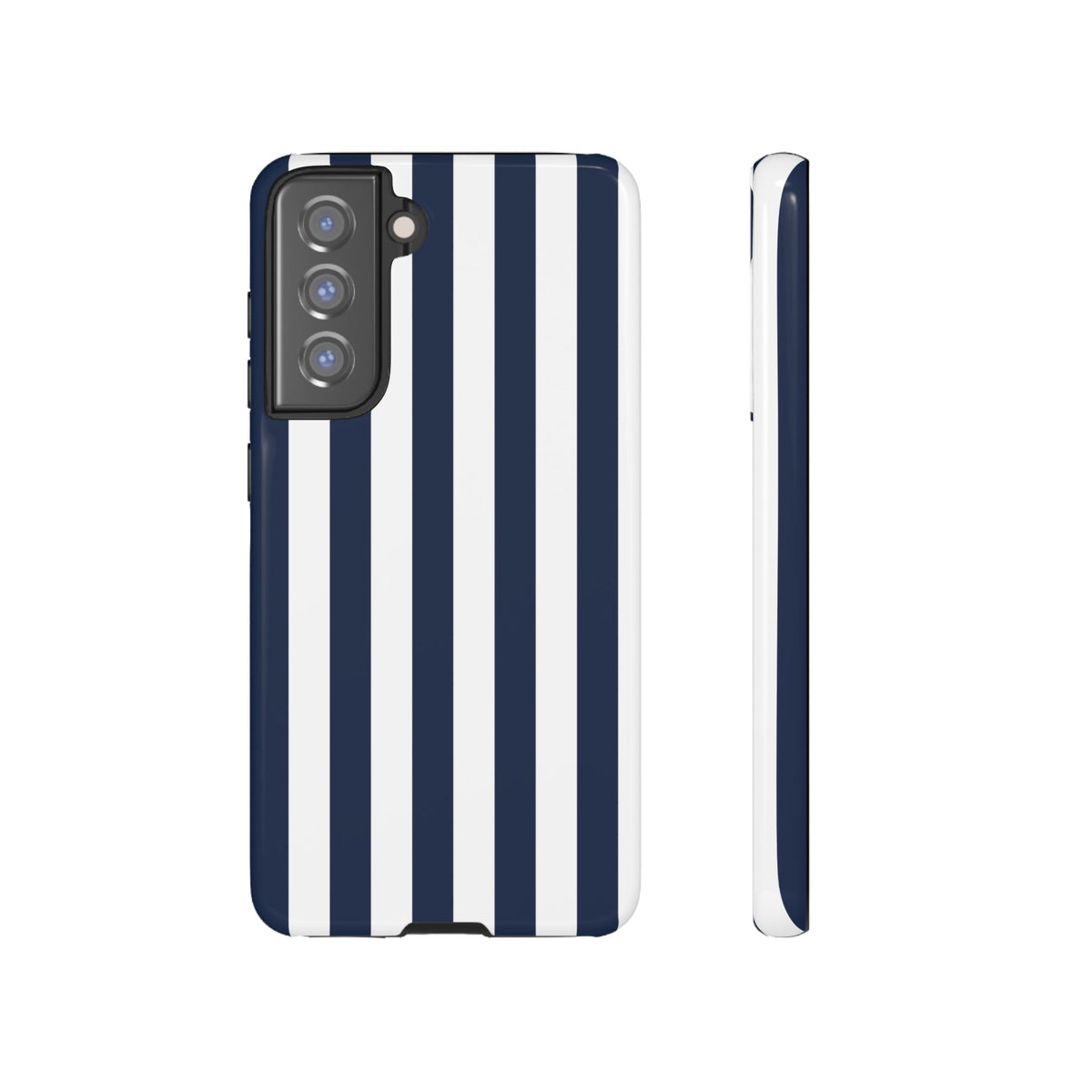 Simple Dark Blue & White Stripe Pattern Phone Case - White Phone Case - Samsung Galaxy S21 FE / Glossy