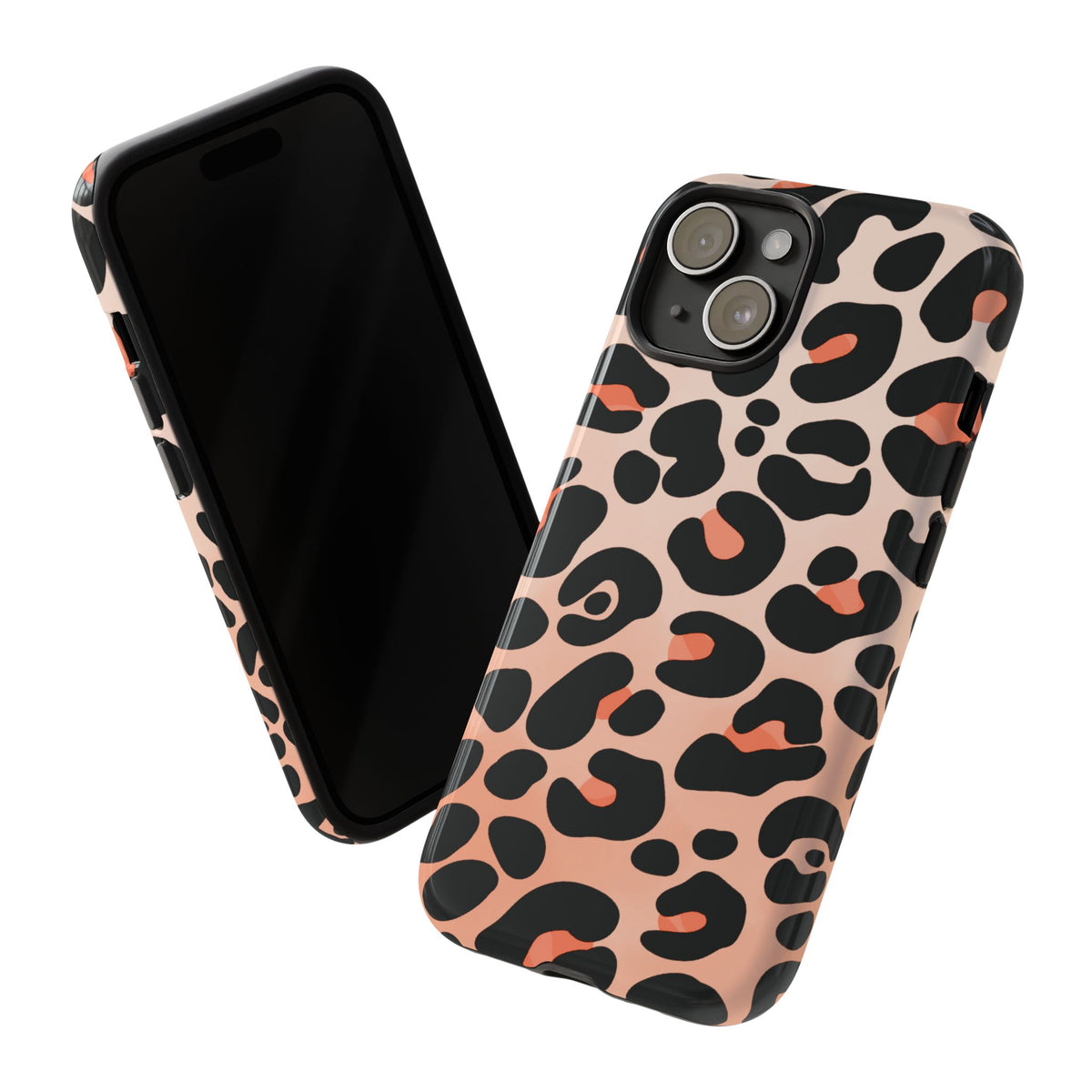 Elegant Peach Leopard Print Phone Case - Green Phone Case