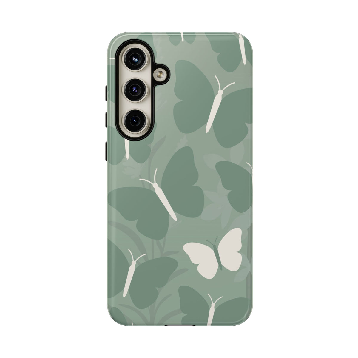 Minimalist Mint Green Butterfly Pattern Phone Case - Green Phone Case - Samsung Galaxy S24 Plus / Glossy