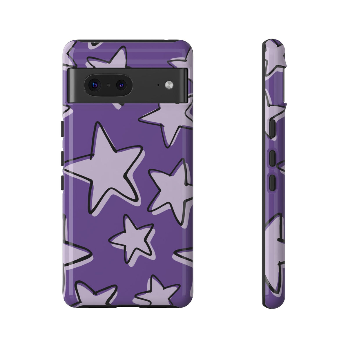 Violet Purple Doodle Star Phone Case