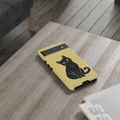 Minimalist Butter Yellow & Black Cat Phone Case