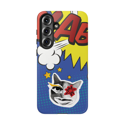 Samsung Galaxy S25 Plus / Glossy Phone Case - Bold Blue Pop Art Cat Phone Case