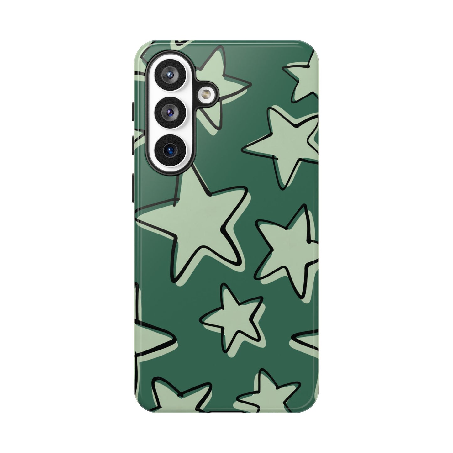 Forest Green Doodle Star Phone Case
